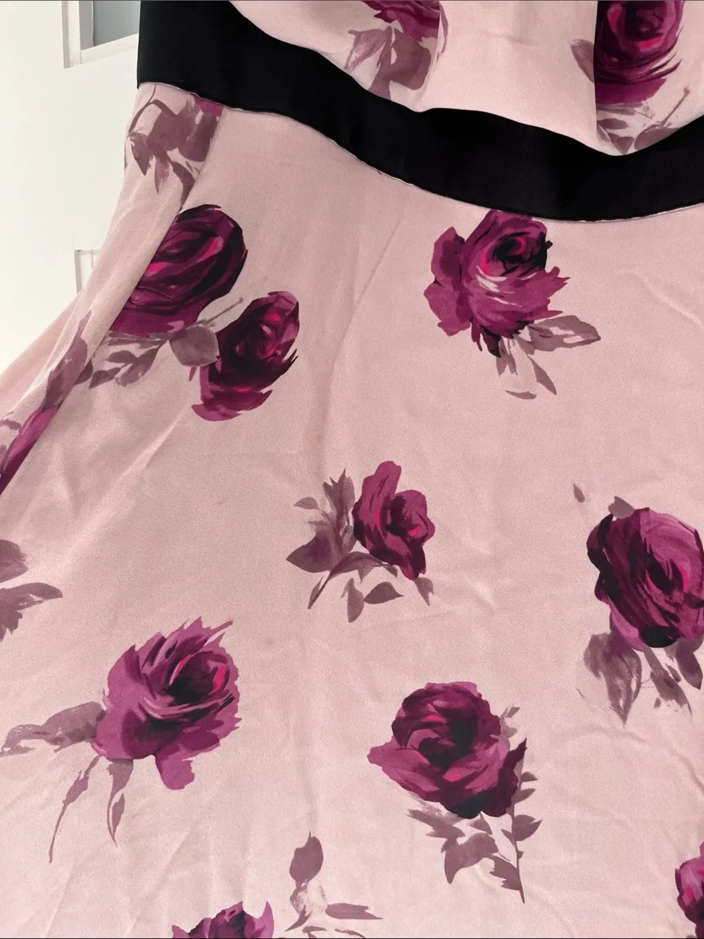 kate spade Pink Floral Midi Dress with Black Waistband